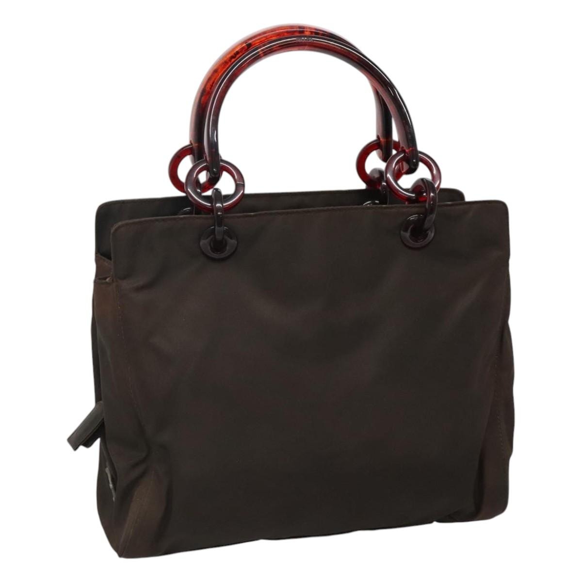 Prada Hand Bag Nylon Brown
